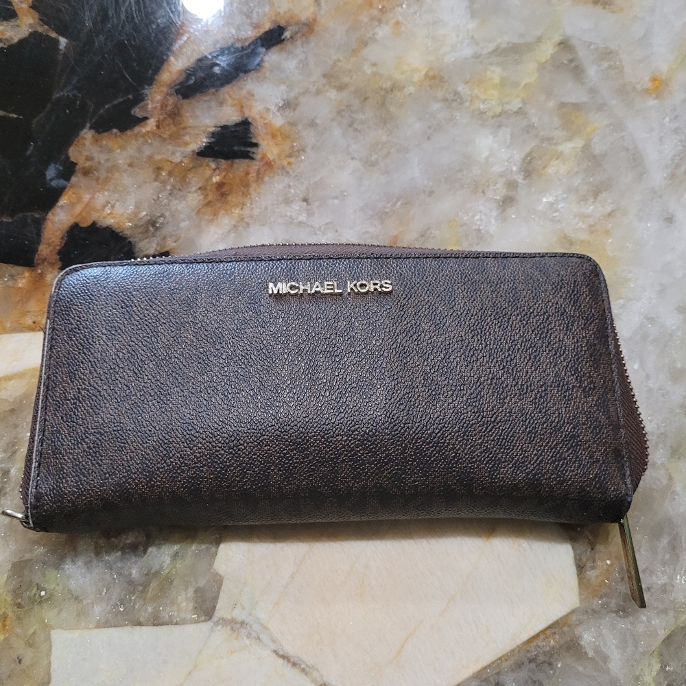 Michael Kors Dark Brown Zip-Around Wallet